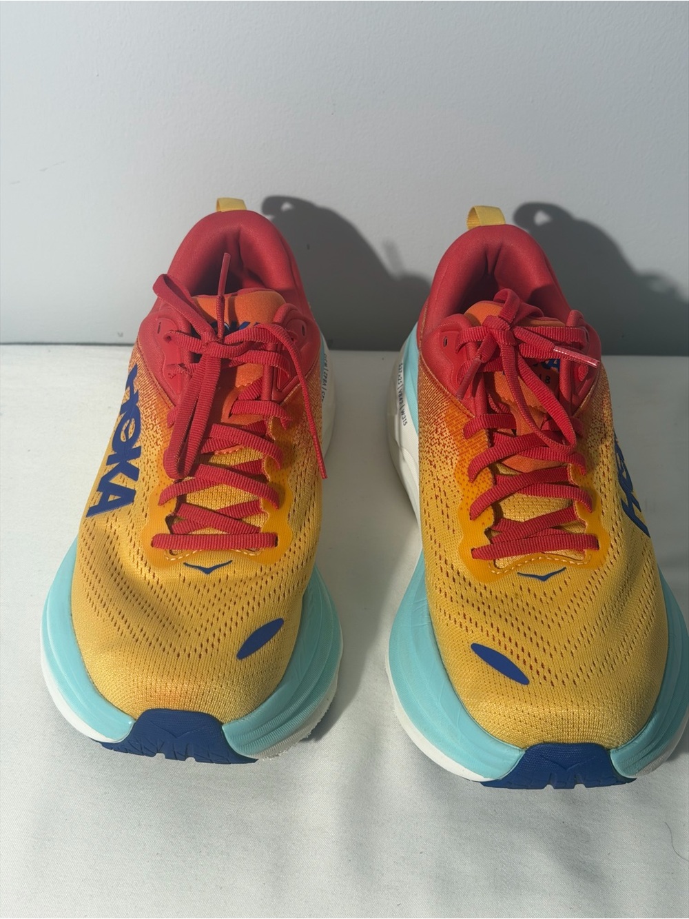 Hoka One One Bondi 8 Mens Size 8 .5D Cerise Cloudless Rose Blue Running Shoes